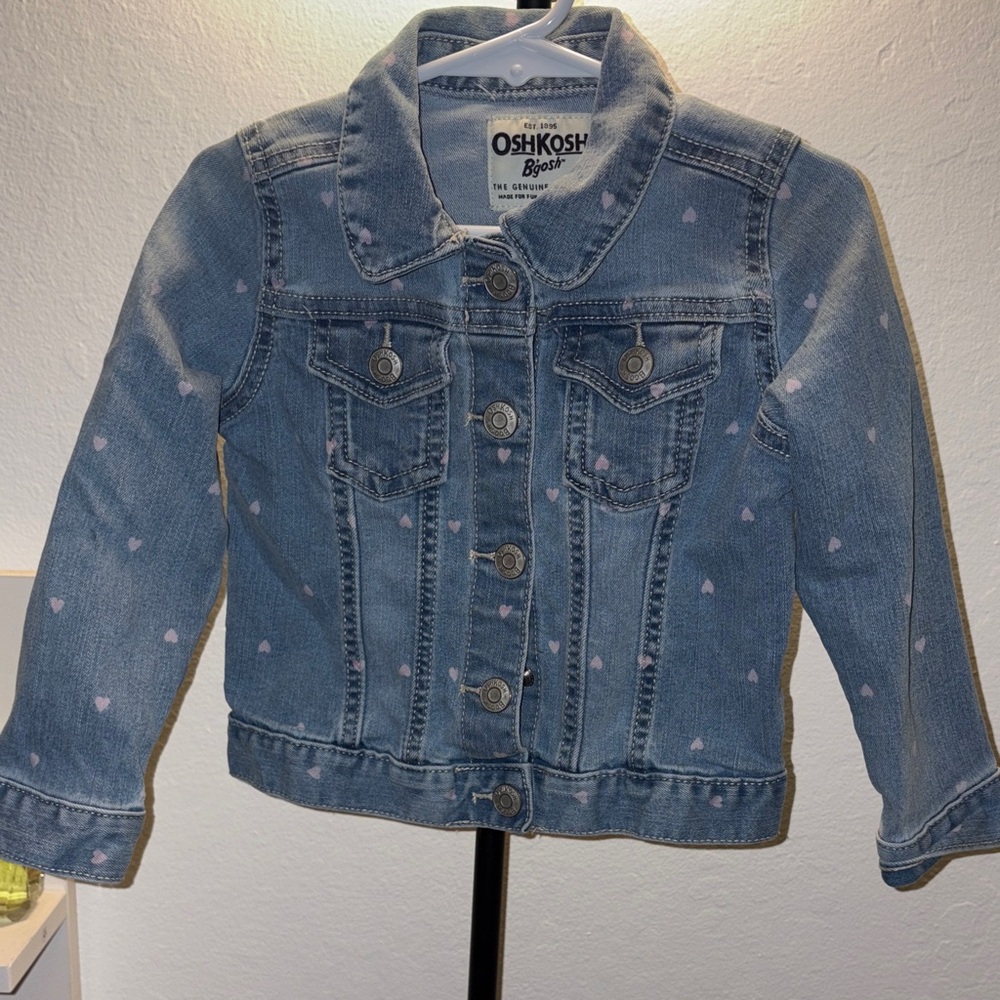 OshKosh B'gosh Light Blue Denim Jacket with Pink Hearts